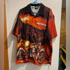 Harley Davidson eagle button up